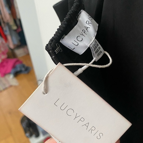 Lucy Paris Black Midi Feather Dress, formal black dress - Picture 6 of 9